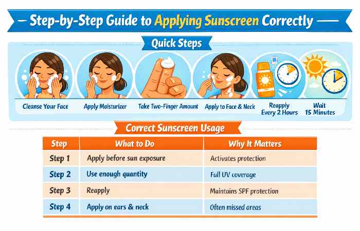applying sunscreen