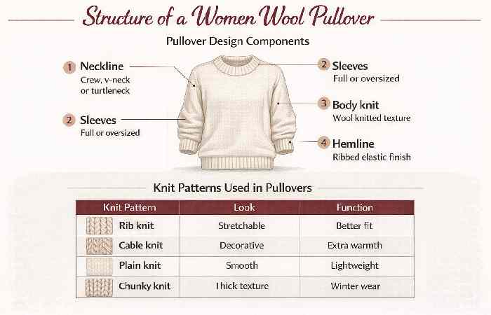 Structure of a women wool pullover