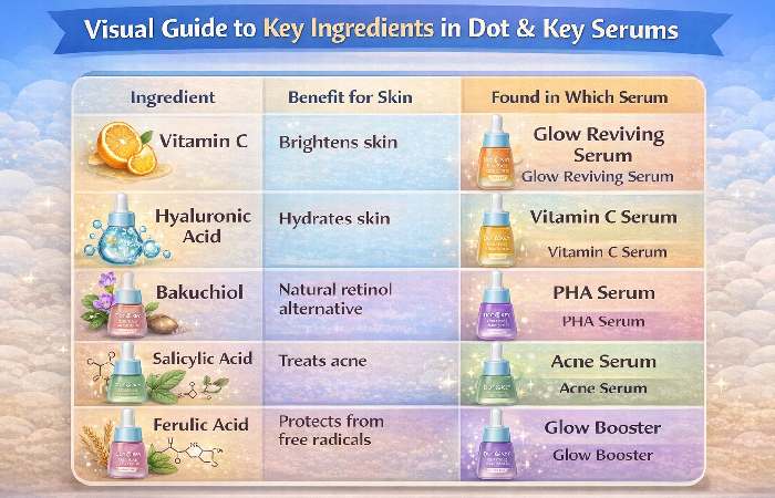 key ingredients in dot & key serums