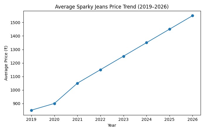Average Sparky Jeans Price Trend (2019–2026)